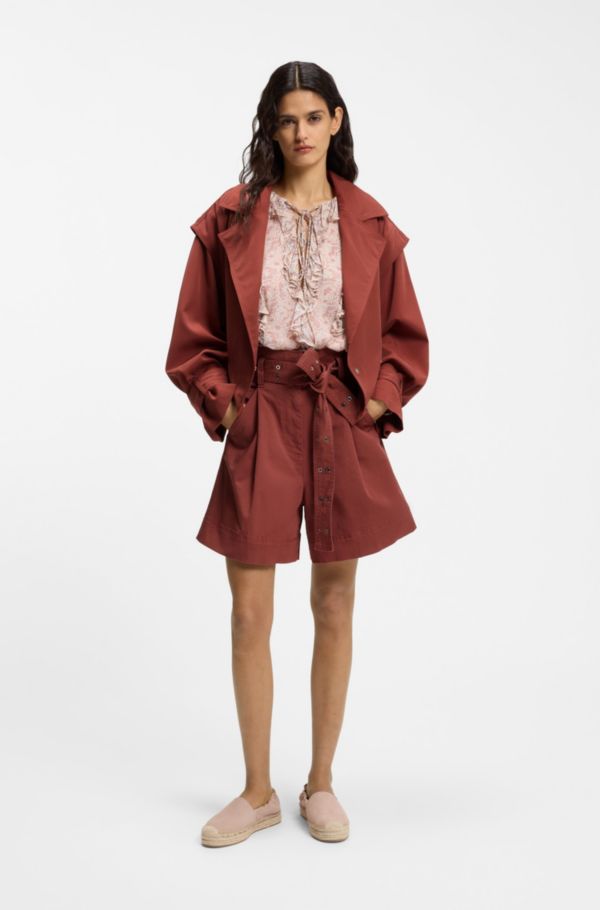 Cropped trench jacket with belt - image 2