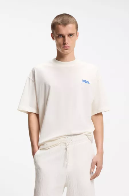 Flag-logo T-shirt in cotton jersey