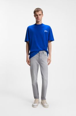 Flag-logo T-shirt in cotton jersey, Light Blue