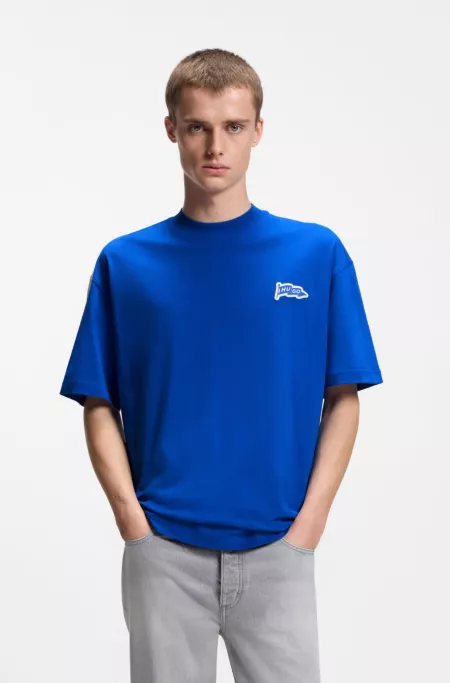 Flag-logo T-shirt in cotton jersey