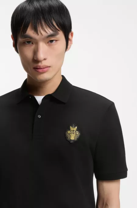 Logo-artwork polo shirt in cotton piqué