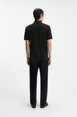 Polo del a&ntilde;o del caballo de piqu&eacute; de algod&oacute;n con logo de dise&ntilde;o, Negro