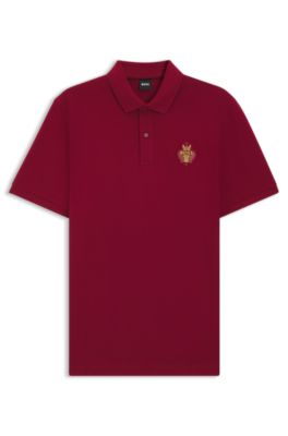 Polo del a&ntilde;o del caballo de piqu&eacute; de algod&oacute;n con logo de dise&ntilde;o, Rojo