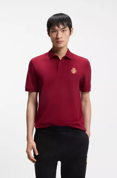Logo-artwork polo shirt in cotton piqué