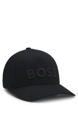 Gorra de sarga de algod&oacute;n con logo bordado, Negro