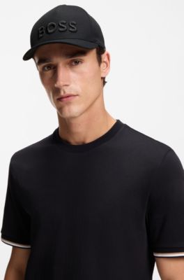 Gorra de sarga de algod&oacute;n con logo bordado, Negro