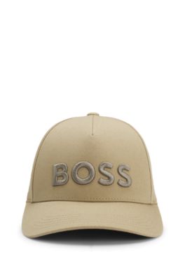 Embroidered-logo cap in cotton twill, Khaki