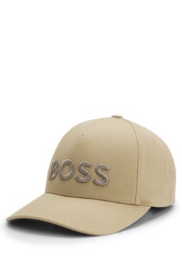 Embroidered-logo cap in cotton twill, Khaki