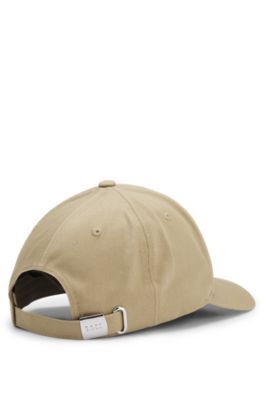 Embroidered-logo cap in cotton twill, Khaki