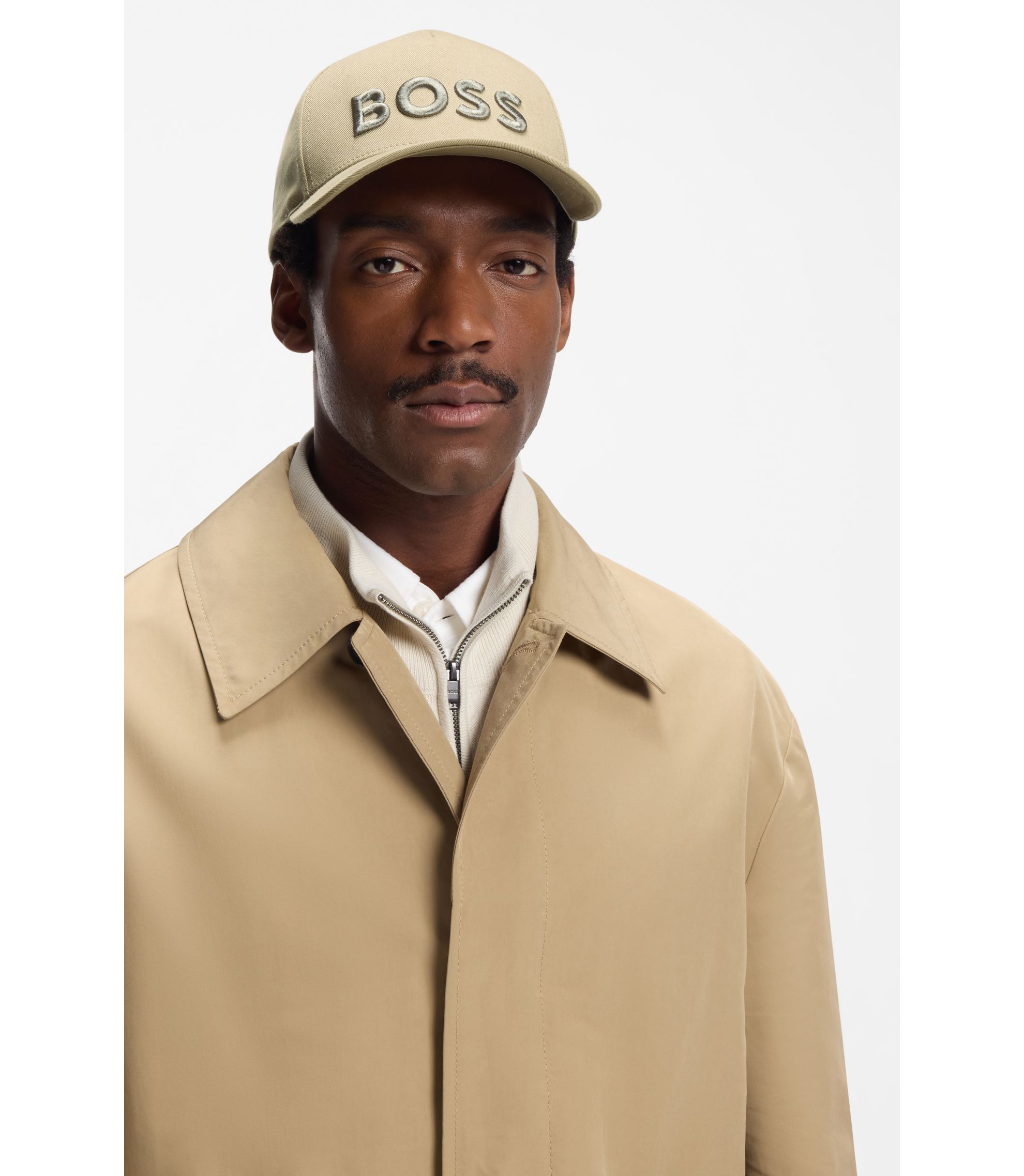 BOSS - Embroidered-logo cap in cotton twill - Khaki