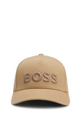 Embroidered-logo cap in cotton twill, Beige
