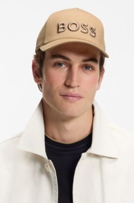 Embroidered-logo cap in cotton twill, Beige