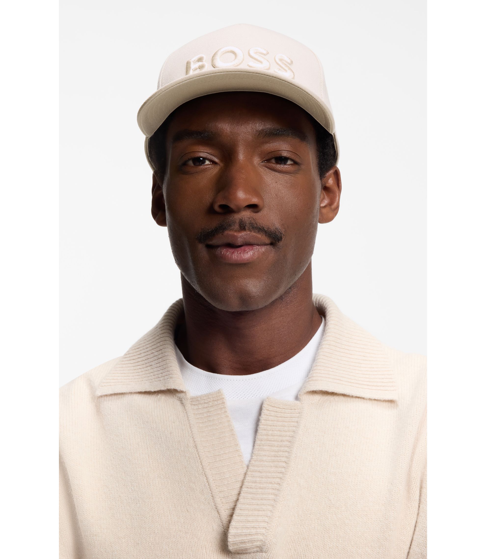 BOSS - Embroidered-logo cap in cotton twill - Light Beige