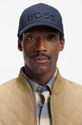 Gorra de sarga de algod&oacute;n con logo bordado, Azul oscuro