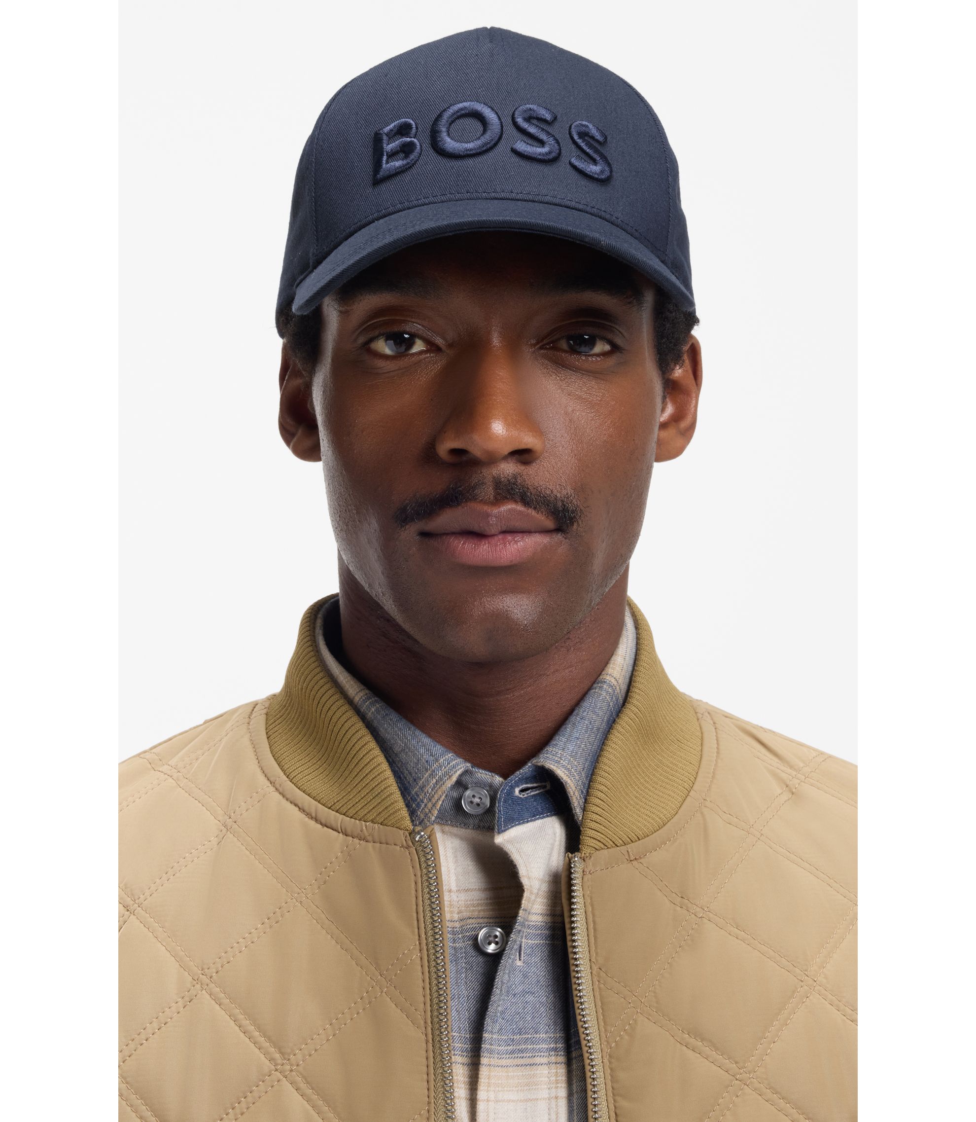 BOSS - Embroidered-logo cap in cotton twill - Dark Blue