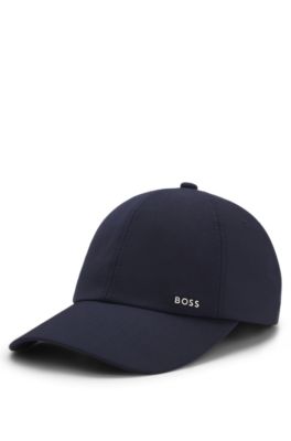 Gorra de sarga de mezcla de lana con detalle de letras del logo metalizadas, Azul oscuro