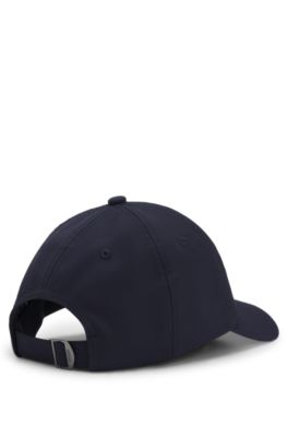 Gorra de sarga de mezcla de lana con detalle de letras del logo metalizadas, Azul oscuro
