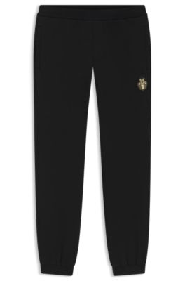 Pantalones de ch&aacute;ndal del a&ntilde;o del caballo en felpa de algod&oacute;n con logo de dise&ntilde;o, Negro