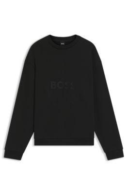 Sweat oversize en molleton de coton &agrave; logo artistique, Noir