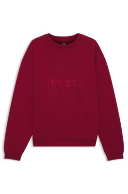 Sudadera oversize fit en felpa de algod&oacute;n con logo de dise&ntilde;o, Rojo