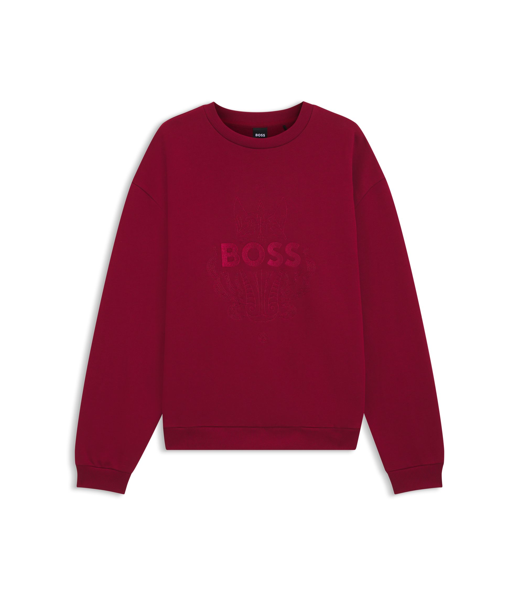 BOSS - Logo-artwork T-shirt in cotton terry - Red