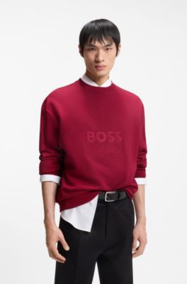 Sudadera oversize fit en felpa de algod&oacute;n con logo de dise&ntilde;o, Rojo