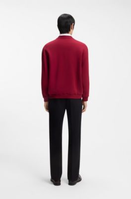 Sudadera oversize fit en felpa de algod&oacute;n con logo de dise&ntilde;o, Rojo