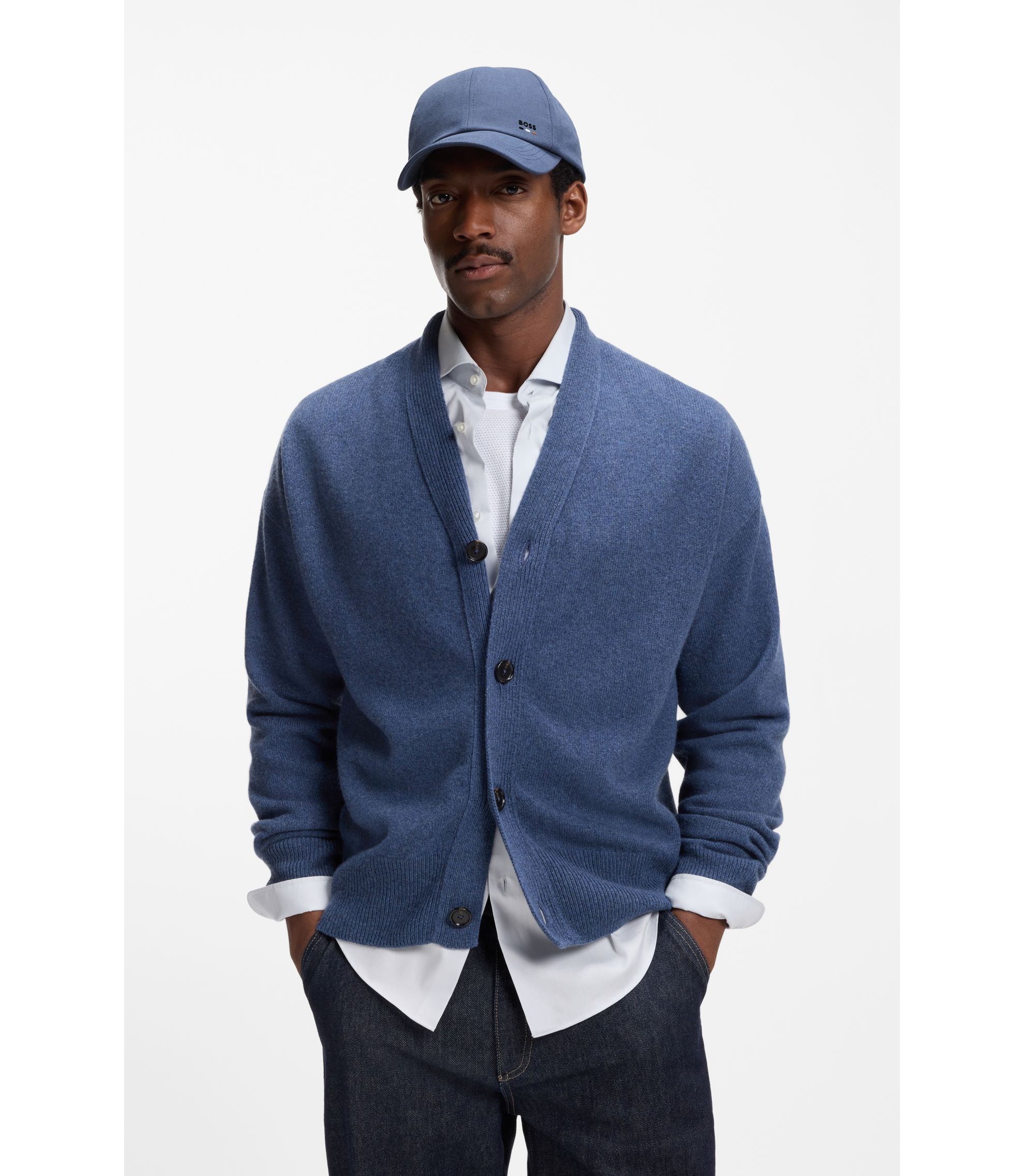 HUGO BOSS / コットン カバーオール BOSS - Cotton-twill cap with UV protection - Light Blue