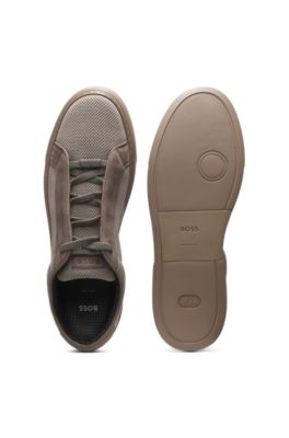 BOSS x ASTON MARTIN trainers with leather trims, Light Grey