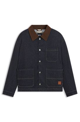 Veste en denim indigo avec col contrasté