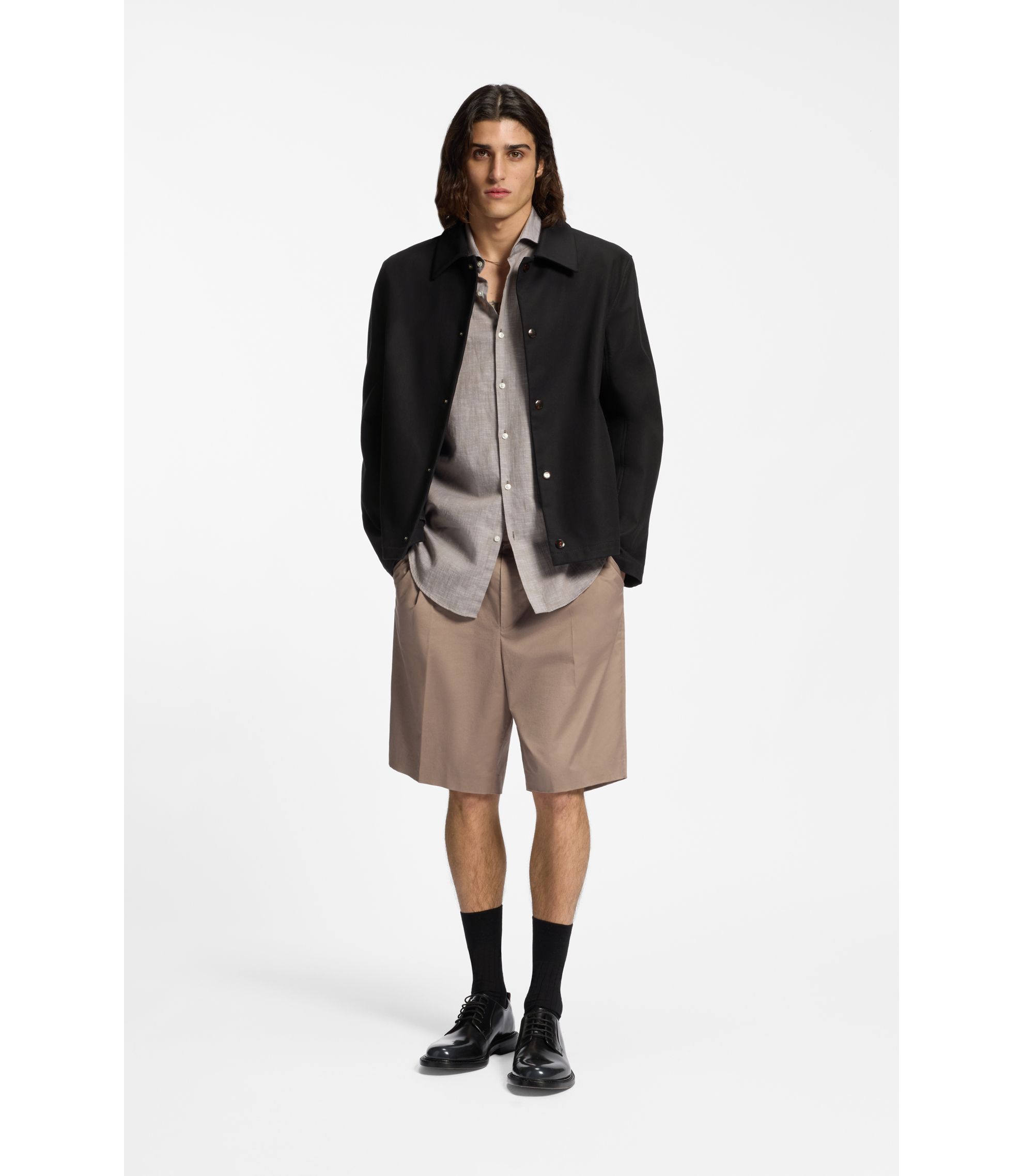 HUGO - Coach jacket in double-faced cotton - Black