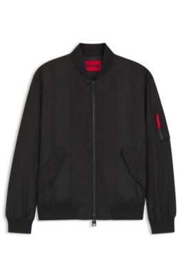 Bomber en satin enduit &agrave; la finition d&eacute;perlante, Noir