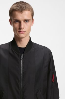 Water-repellent bomber jacket in coated satin, Black