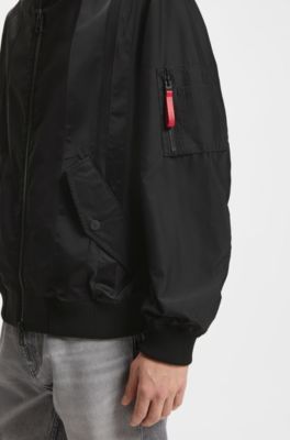 Water-repellent bomber jacket in coated satin, Black