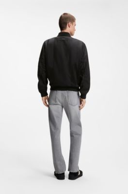 Water-repellent bomber jacket in coated satin, Black