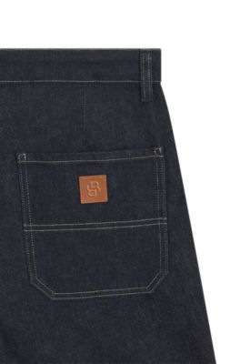 Jean Relaxed en denim stretch indigo, Bleu fonc&eacute;