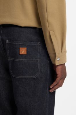 Jean Relaxed en denim stretch indigo, Bleu fonc&eacute;