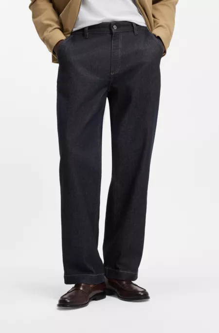 Indigo regular-fit jeans in stretch denim