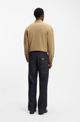 Jean Relaxed en denim stretch indigo, Bleu fonc&eacute;