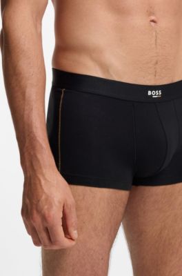 Seam-stitching trunks in stretch cotton, Black