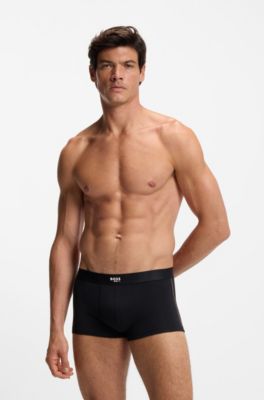 Seam-stitching trunks in stretch cotton, Black