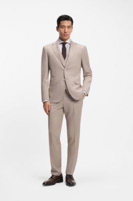 Checked regular-fit shirt in Italian-made cotton twill, Khaki