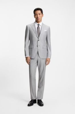 Camisa regular fit de algod&oacute;n italiano con monograma en jacquard, Blanco