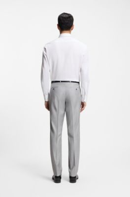 Camisa regular fit de algod&oacute;n italiano con monograma en jacquard, Blanco