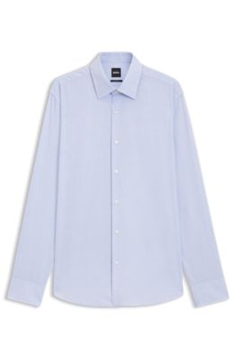 Wrinkle-resistant regular-fit shirt in cotton, Light Blue