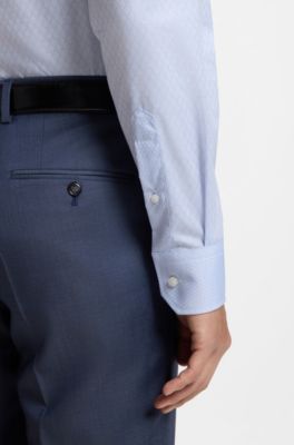 Wrinkle-resistant regular-fit shirt in cotton, Light Blue