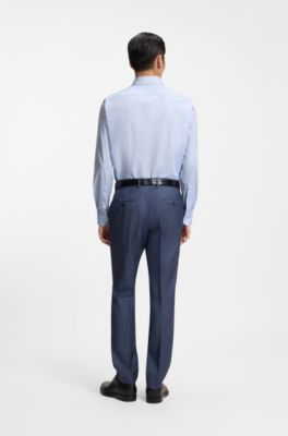 Camisa regular fit de algod&oacute;n resistente a las arrugas, Celeste