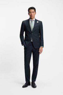 Chemise Slim en chambray de coton italien, Chaux