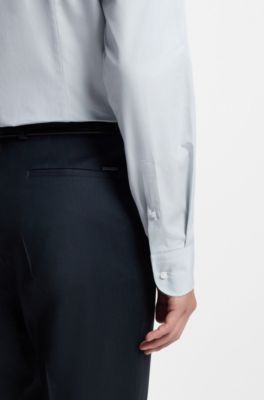 Chemise Slim en chambray de coton italien, Chaux