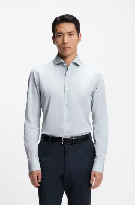 Slim-fit shirt in Italian-made cotton chambray